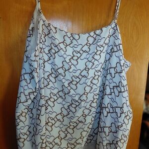 Ann Taylor White Camisole with Brown Chain-Link Print